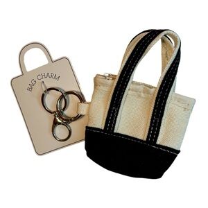 Mini Canvas Tote Bag Charm Keychain